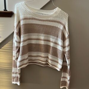 Striped Knit Sweater - White and Tan